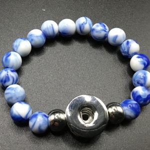 Bracelet perles bleues et blanches